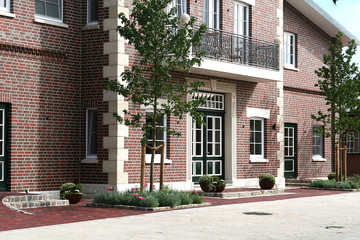 Budynki mieszkalne z cegły Greetsiel fryzyjskiej cieniowanej gładkiej